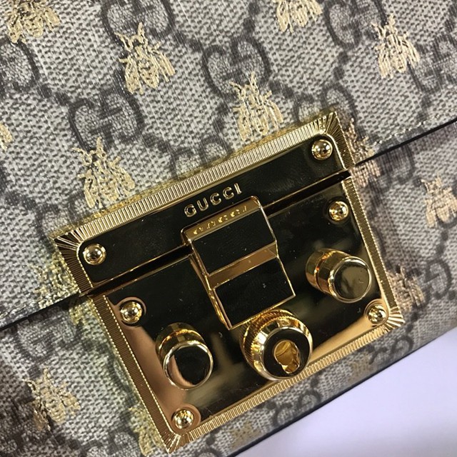 Gucci女包 409487 古馳小號女包 古馳Padlock圖案印花肩背包  gqy1206